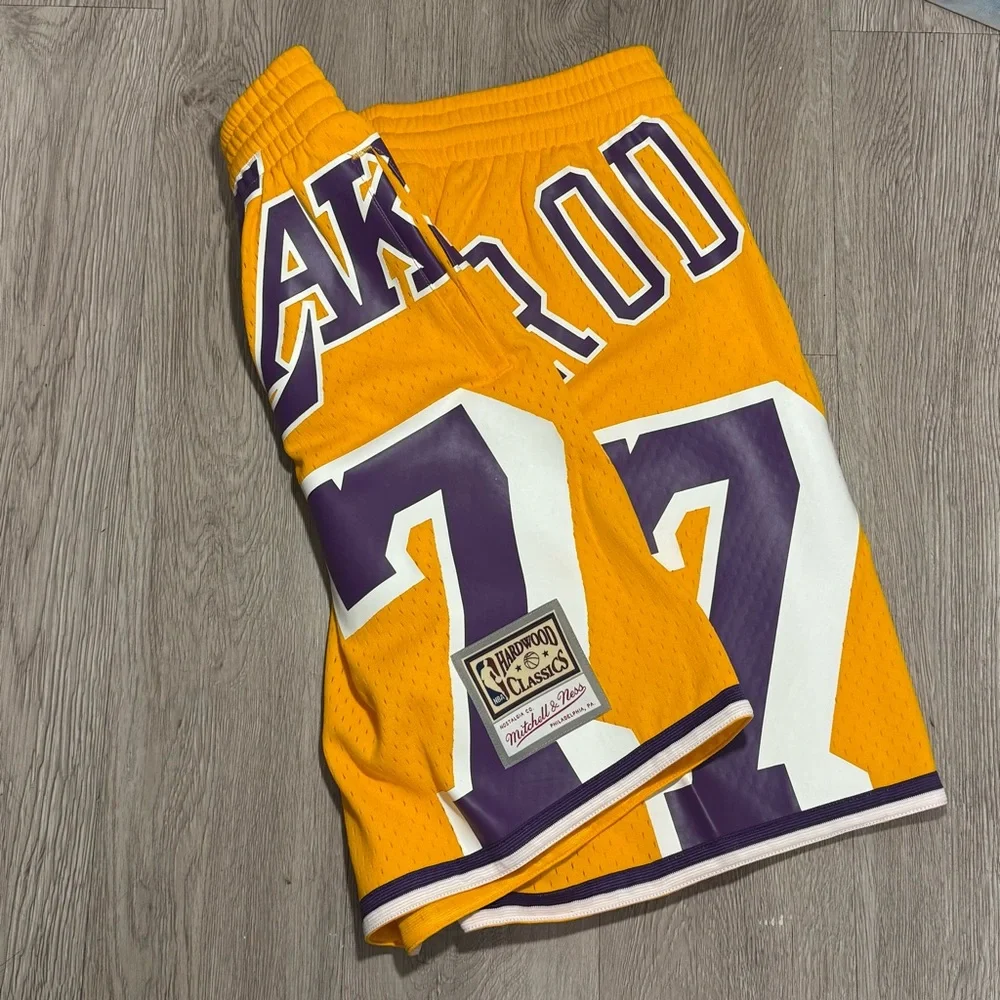 New Mens Mitchell & Ness Dennis Rodman Gold Los Angeles Lakers Maxxed Out Shorts